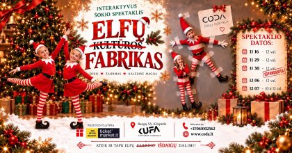 Šokių mokykla CODA: interaktyvaus šokio spektaklis „Elfų fabrikas”